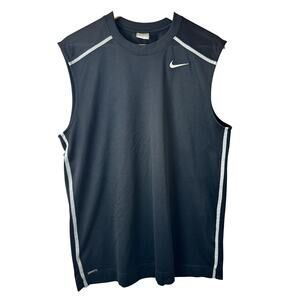 Nike Mesh Sleeveless Muscle Shirt Mens Large Black Dri-Fit Workout Running Gym